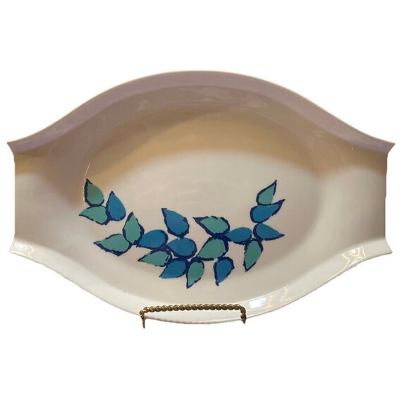 Paul McCobb San Remo Contempri  Platter Plate Blue Leaves Japan MCM Vintage - Picture 1 of 5